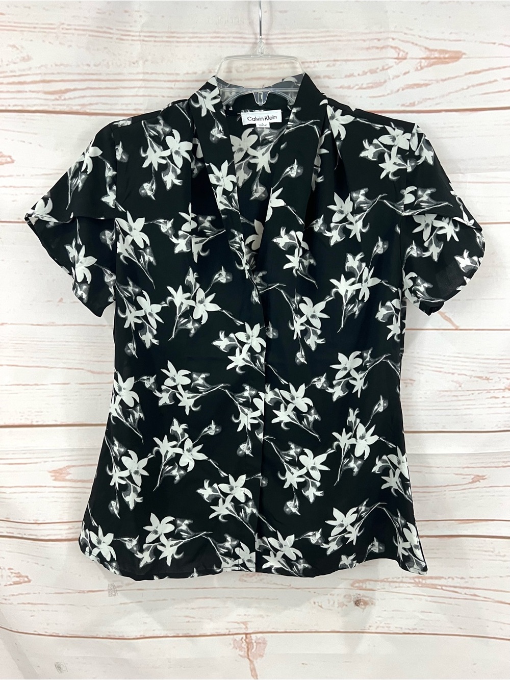Calvin Klein Floral Tulip Sleeve Blouse